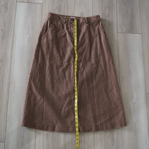 Dark Academia LL Bean Vintage Brown Women's Skirt Sz 4 Petite 100% Cotton - Picture 9 of 10